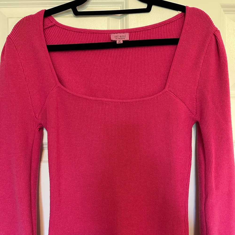 Miami Pink Long Sleeve Bodycon Dress
